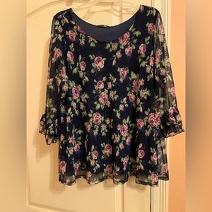 Beautiful navy blue with rose detail tunic